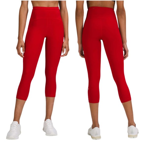 lululemon athletica Pants - Lululemon Swift Speed High-Rise Crop 21" Dark Red leggings size 6 pockets